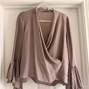 Zara Draped Wrap Blouse in Mauve